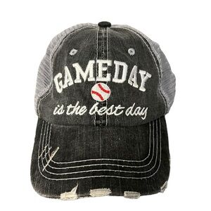 Katydid Unisex Gameday Is The Best Day Distressed Mesh Truckers Hat OS